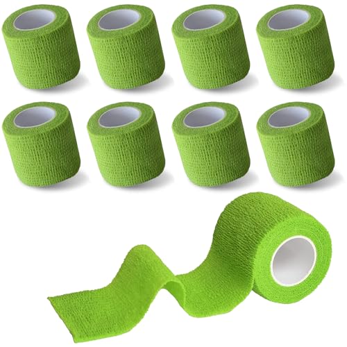 8 Pack 2 in x 5 Yards Cohesive Wrap Self Adhesive Bandage Wrap Elastic Self Adherent Bandage Self Stick Vet Tape for Athletic, Wrist, Ankle, Knees, Pets (Grass Green) - color: Grass Green, size: 2 Inch