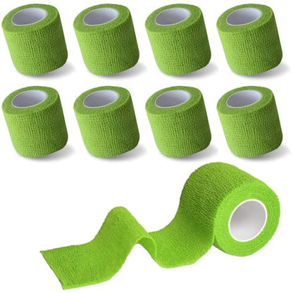 8 Pack 2 in x 5 Yards Cohesive Wrap Self Adhesive Bandage Wrap Elastic Self Adherent Bandage Self Stick Vet Tape for Athletic, Wrist, Ankle, Knees, Pets (Grass Green) - color: Grass Green, size: 2 Inch