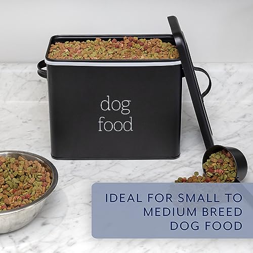 AuldHome Design Retro Dog Food Canister (Black); Modern Farmhouse Style Storage Bin for Pet Food