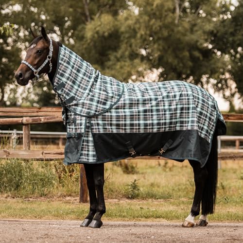 HORZE Nevada 1200D Lightweight Waterproof Horse Turnout Sheet with Fleece Lining (No Fill) - Urban Chic - 75 in