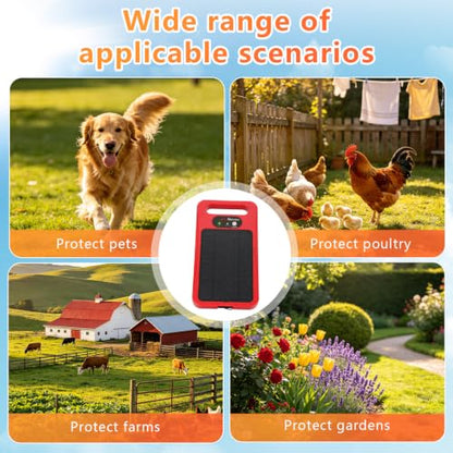 0.32J Solar Electric Fence Charger with Panel for Livestock, 20-Mile Red - color: Red