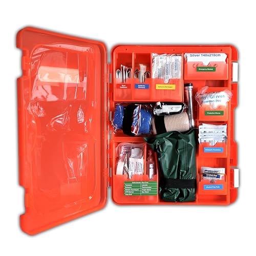 Rapid Care First Aid Kit, 100 Person Trauma Kit, 217 Pieces, ANSI 2021 Compliant, Exceeds OSHA Standards, AB2660 Trauma Ready, for Workplace, Home, Jobsite, Outdoor Emergency Use