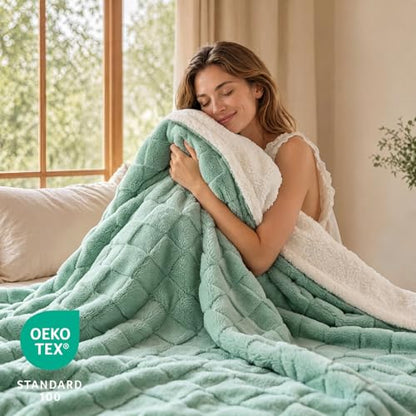 Luciphia Waterproof Dog Blanket, Reversible Fleece & Sherpa, Couch Cover - color: Mint Green, size: Medium (57x40 inch)