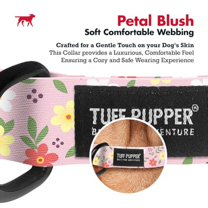 Tuff Pupper Premium Adjustable Dog Collar, Stylish Pattern Collars Designed in USA, Quick Release Buckle, Petal Blush Small (0.7 Inch Wide x 8-12 Inch Neck) - color: Petal Blush, size: Small