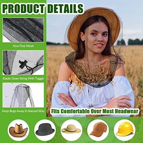 HESTYA 4 Pack Mosquito Head Net Mesh Face Cover Outdoor, 4 Color A - color: 4 Color a
