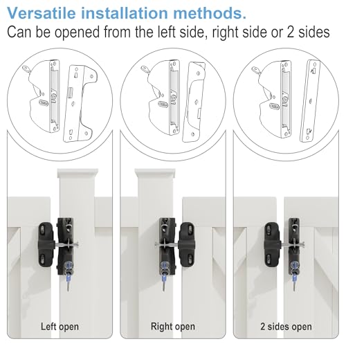 Self Locking gate Latch, Lockable Latch Key, Fence Lock Suitable for Outdoor Gates. Locking gate Latch Fence Hardware Suitable for Metal, Wood, and Vinyl Fences. Black Finish