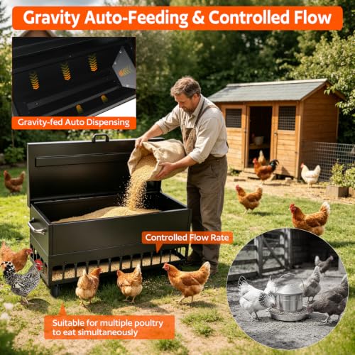 120LBS Heavy-Duty Galvanized Automatic No-Waste Chicken Feeder