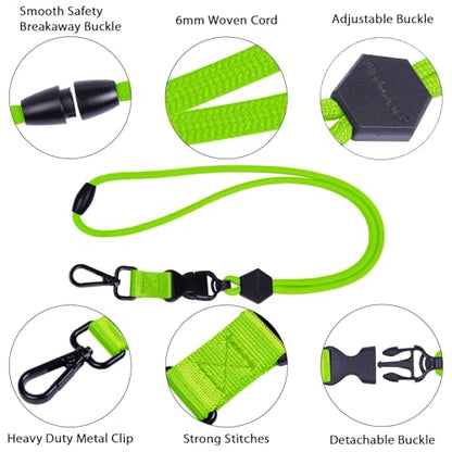 Wisdompro 23 inch Round Cord Lanyard with Safety Breakaway Buckle - color: Neon Green