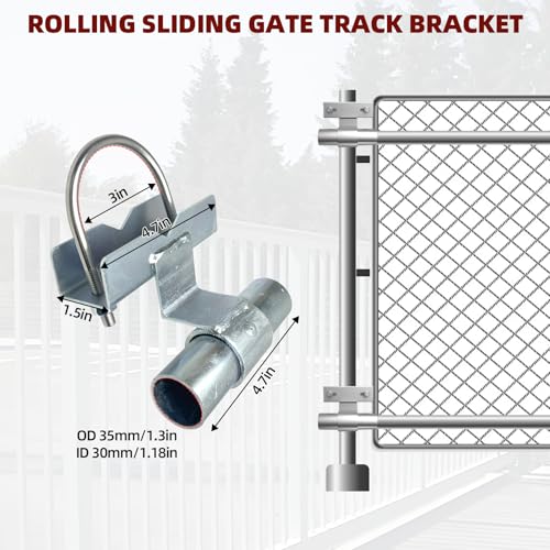 Rolling Gate Hardware Kit for Farm, Fence Gates, Rolling Gates- Includes 6" Double Wheel Carrier, 6 Universal Track Drackets, 2 Pipe Track Rollers, 1 Set Gate Latch, 2 Sets of Wrenches - color: Red-2
