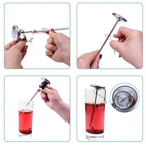 KT THERMO Instand Read 2-Inch Dial Thermometer,Best for The Coffee Drinks,Chocolate Milk Foam (Pack of 3) - size: 0~220℉ (Pack of 3)