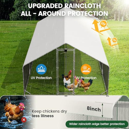 CHIKENCOOP 19.5x9.8x6.5ft Metal Chicken Coop, 3-Room Run, Hardware Cloth - size: 234.0"L x 118.0"W x 78.0"H