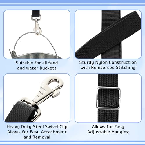 Nylon Horse Bucket Strap for Outdoor Feeders,Black,10 Pcs - color: Black
