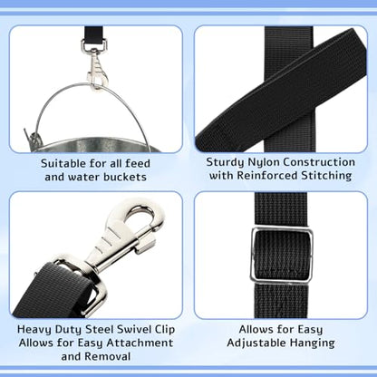Nylon Horse Bucket Strap for Outdoor Feeders,Black,10 Pcs - color: Black