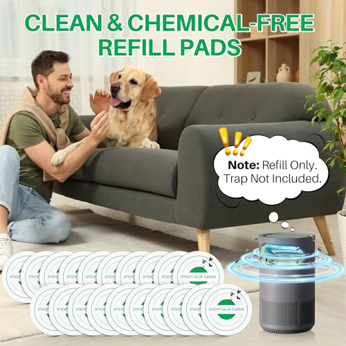 Qualirey 20 Pack Glue Trap Refill Pads Compatible with STEM Flying Insect Fan Trap, 3.94 Inches Replacement Glue Boards, Sticky Pads Insect Catcher for Indoor Fly Mosquito Bug Control