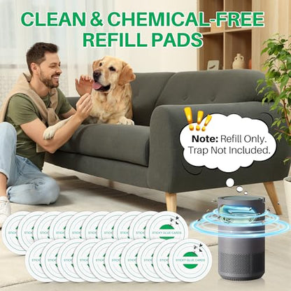 Qualirey 20 Pack Glue Trap Refill Pads Compatible with STEM Flying Insect Fan Trap, 3.94 Inches Replacement Glue Boards, Sticky Pads Insect Catcher for Indoor Fly Mosquito Bug Control