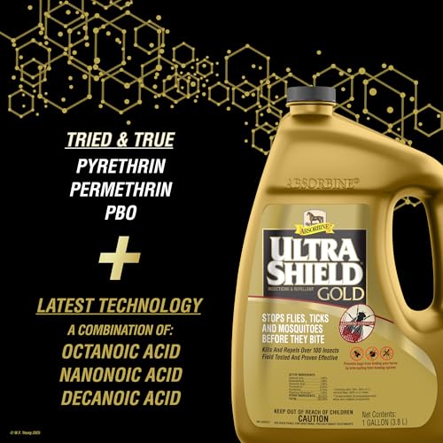 Absorbine UltraShield Gold 128oz Insecticide & Repellent for 100+ Insects, Use on Horses - size: 128 Ounce w/o Sprayer