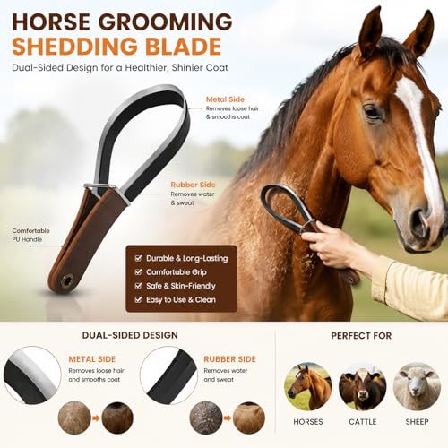 Horse Shedding Blade & Sweat Scraper 2-in-1 Grooming Cattle Sheep - size: 1 pcs