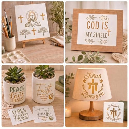 16 Cross Stencils for Faith Journals, Prayer Cards, Church Signs, Gifts - color: Cross