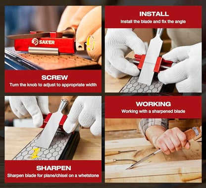 Saker Sharpening Stone with Honing Guide Tool,chisel set for Woodworking,Flattening Stone,Complete Sharpening System Woodworking Tools for Chisel Sharpening and Plane Restoration… - style: Honing Guide Stone Chisel