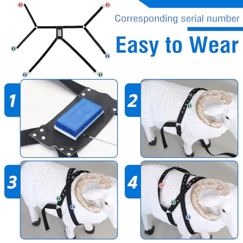 Ram Breeding Marking Harness &1 Marking Crayon for Goat Sheep,Blue | 1 Mating Crayon,Adjustable Nylon Strap,Quick-Release Buckle,Universal Fit | Rain-Resistant Marks,Livestock Management