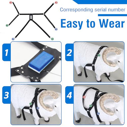 Ram Breeding Marking Harness &1 Marking Crayon for Goat Sheep,Blue | 1 Mating Crayon,Adjustable Nylon Strap,Quick-Release Buckle,Universal Fit | Rain-Resistant Marks,Livestock Management