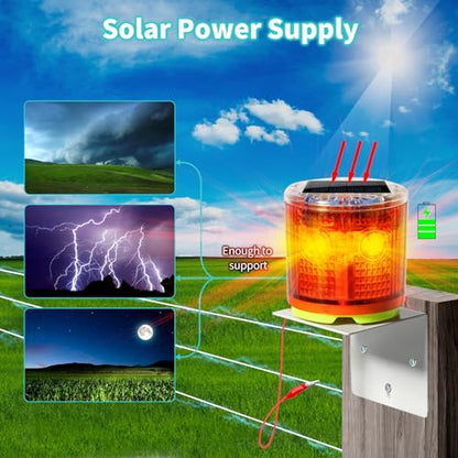 Electric Fence Idicator Light, Briidea Solar Fence Alarm with Light Transmission to 1/2 Mile, Ensure The Normal Operation of The Electronic Fence to Prevent The Invasion of Wild Animals, Red, MK-098 - color: Red
