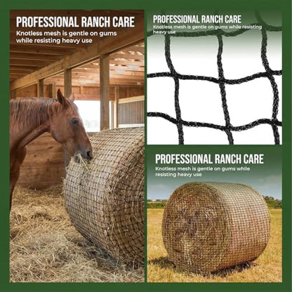 Slow Hay Net Feeder for Horses and Livestock,Round Bale Hay Nets with 2 Inch Hole Slow Feeder Hays Rounds Bales for Slow Feeding（6X6