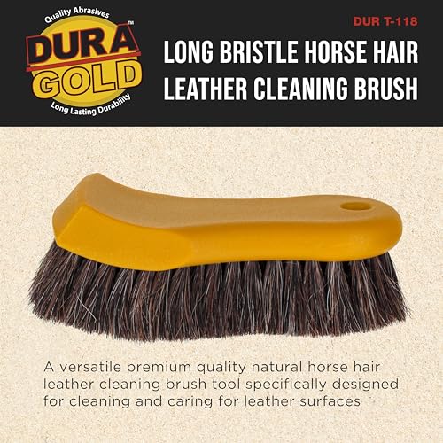 Dura-Gold Long Bristle Horse Hair Leather Cleaning Brush - Scrub Clean Car