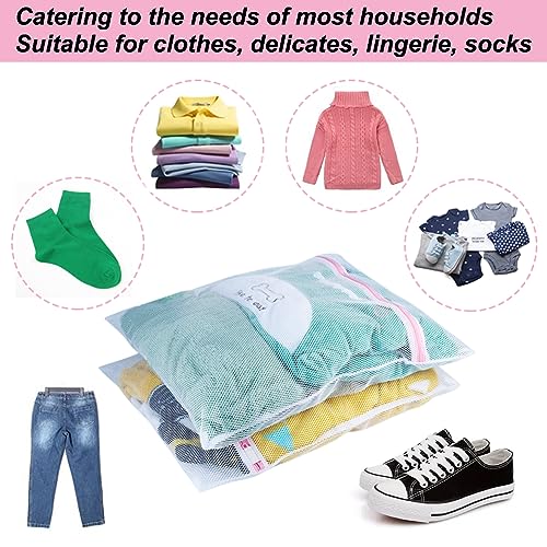 Vivifying Mesh Laundry Bags, 4pcs Durable Coarse Mesh Wash Bags with Zipper for Washing Machine, Delicates, Lingerie, Socks, Shoes and Stuffed Animals - size: 4 Laundry Bags (Variety Pack)