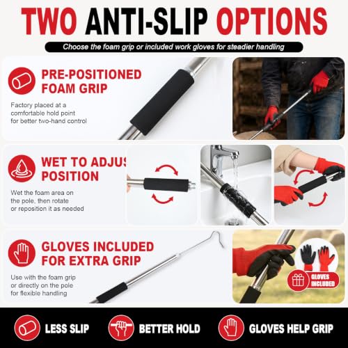 304 Stainless Steel Goat Sheep Catcher Hook, 44-75 Inch, Foam Grip & Gloves