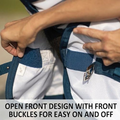 Schneiders Soft Interlock Mesh II Horse Fly Sheets | Superior UV & Insect Protection | Versatile Euro Fit Option | Reflective Safety Design - color: White, style: Mini Attached Neck Euro Bellyband