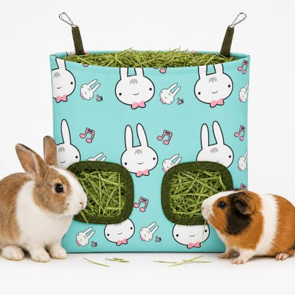 Rabbit Hay Feeder, Guinea Pig Hay Holder & Bunny Hay Feeder – Durable Hanging Hay Bag for Rabbits Chinchillas Guinea Pigs Bunnies – Chew-Resistant Hay Holder for Small Animals (Rabbit) - color: Rabbit