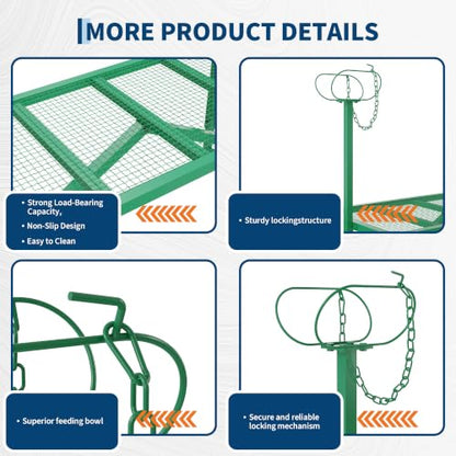 Garvee Goat Stand with Headpiece and Nose Loop – Milking Shearing Stand - color: Green-47 Inch (with Nose Loop)