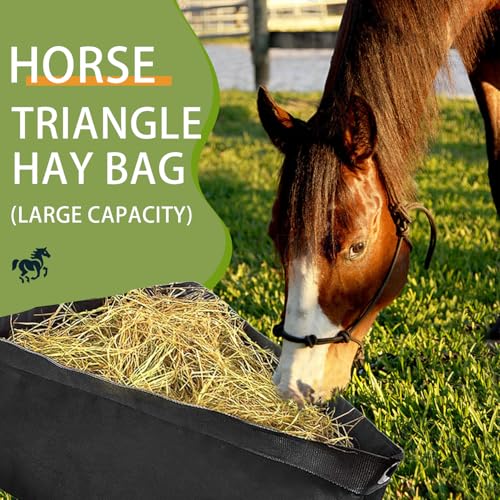 Horse Corner Feeder Construct Large Capacity Hay Bag for Goats Deep Corner Hay Bag for Horse Trailer Stall, Black