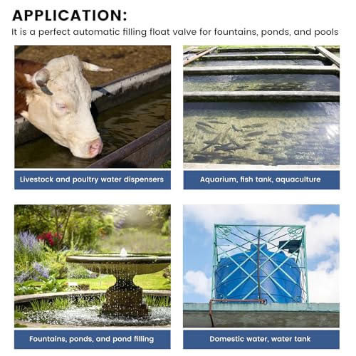 3/4 Inch Brass Float Valve for Water Trough Stock Tank Automatic Water Level Control Float Valve for Pond Farm Livestock Cattle Goat Horse Livestock Waterer Pool Auto fill (3/4" 1PCS) - style: 3/4" 1PCS