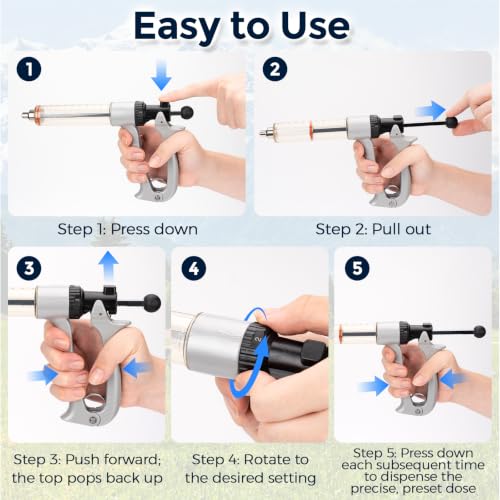 50 mL Semi-Automatic Repeating Livestock Syringe Gun, 5-Gear Adjustable
