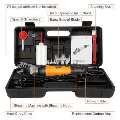 BEETRO 500W Electric Professional Sheep Shears, Animal Grooming Clippers for Sheep Alpacas Goats and More, 6 Speeds Heavy Duty Farm Livestock Haircut, with an Extra Set of Blades - size: Two sets of blade