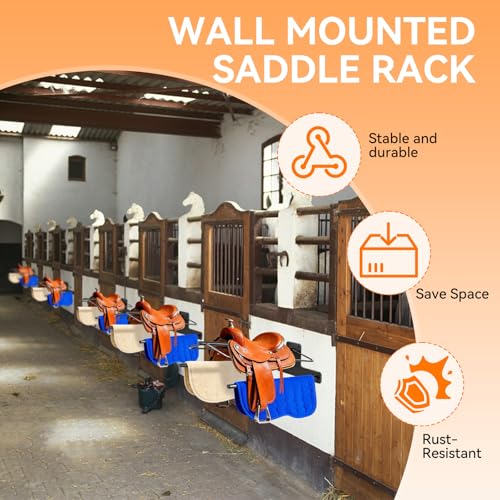 2 Pack Saddle Rack with Double Pad Bar, Wall Mounted Saddle Stand