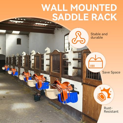 2 Pack Saddle Rack with Double Pad Bar, Wall Mounted Saddle Stand