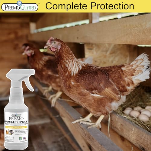Premo Guard Natural Poultry Spray – Kills Scaly Leg Mites, Fleas, & Lice | Chicken, Duck, Geese Pests, Spray Directly on Birds and Coops, Natural Plant Based Oils, Control & Prevention - size: 16 oz