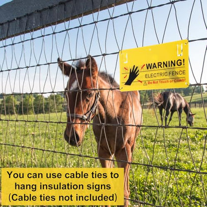 Electric Fence Warning Signs, 10 Pcs, 9.6x5 in, Plastic, Farm Home