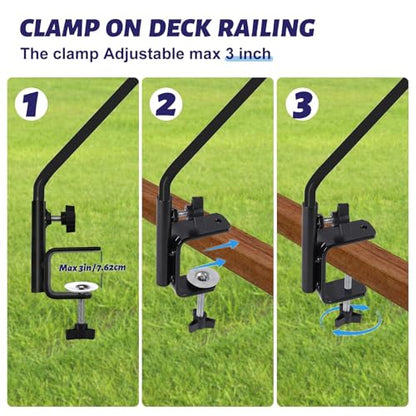 ERYTLLY 4 Packs 3 Inch Clamp 28" Long Deck Hook for Hanging Bird Feeder, Plants, Suet Baskets,Wind Chimes,Lanterns and More - size: Deck Hook - 28 Inch - 4 Packs