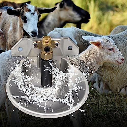 Automatic Goat Sheep Waterer Bowl with Copper Touch Valve,Stainless Steel - color: SILVER
