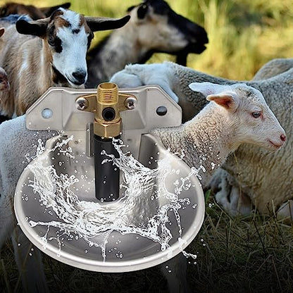 Automatic Goat Sheep Waterer Bowl with Copper Touch Valve,Stainless Steel - color: SILVER