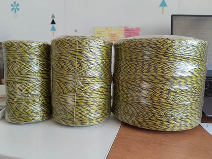 Electric Fence Wire 656 Feet 200 Meters Electric Fencing Poly Wire Rope Line with Reliable Conductivity and Rust Resistance, UV Resistant 1/8inch Diameter - Yellow Black - color: Yellow & Black, size: 1/8 x 656FT