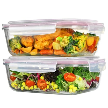 Vtopmart 2Pack 2260ml/76.4oz Extra Large Glass Storage Containers, Pink - color: Pink, size: 76.4oz