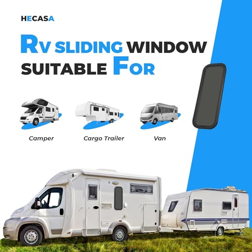 HECASA Fixed 12" W x 35" H Vertical Window Universal RV Parts Tinted Glass - size: 12" W x 35" H