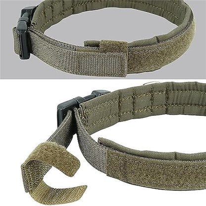 EXCELLENT ELITE SPANKER Military Nylon Small Puppy Dog Collar with Padded | Tactical Adjustable Pet Collar Heavy Duty Quick-Release & Lightweight No-Choke for Small Medium Breeds with Patches - color: Ranger Green, size: S-(13.4"-17.7")