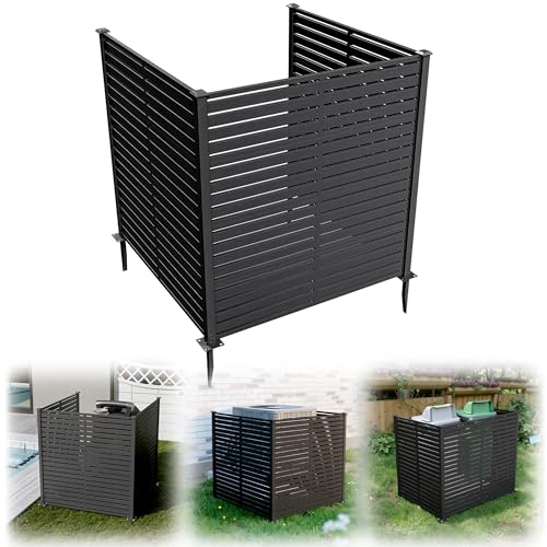 47" W x 48" H Air Conditioner Fence, Outdoor Privacy Screens, Black | Fence to Hide Trash Cans, Outdoor AC Unit Hider, Horizontal HDPE Privacy Fence, Outdoor Privacy Screens - color: Black, size: (U-shape) 47.2"W×47.2"L×48.4"H