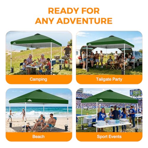 EAGLE PEAK 10x10 Pop Up Canopy Tent Easy Up Canopy Outdoor, Green - color: Green, size: 10x10